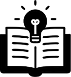 Lightbulb icon over open book illustration