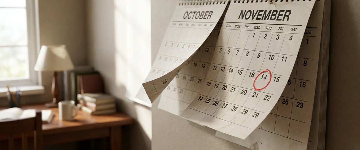 Calendar showing the countdown to the November 2026 H2 Economics A-Level exam in Singapore
